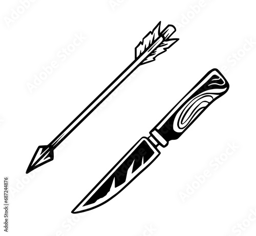 Messer, Pfeil, Camping - Symbol. Vector
