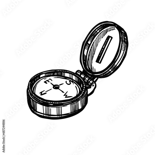Kompass, Hiking, Camping - Symbol. Vector
