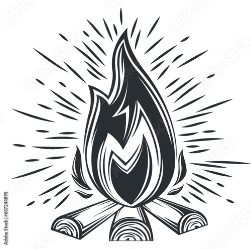 Lagerfeuer, Hiking, Camping - Symbol. Vector
