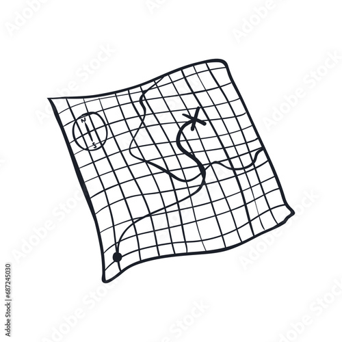 Landkarte, Hiking, Camping - Symbol. Vector