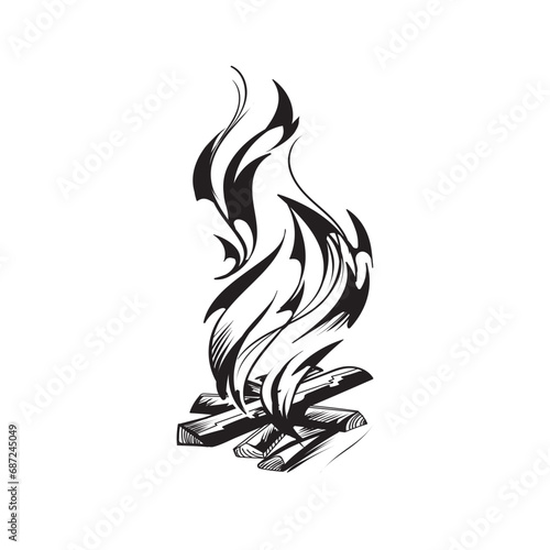 Bushcraft, Hiking, Camping - Symbol. Vector