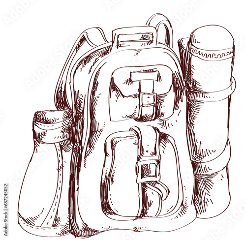 Rucksack, Hiking, Camping - Symbol. Vector