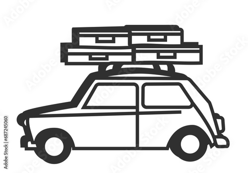 Auto, Hiking, Camping - Symbol. Vector