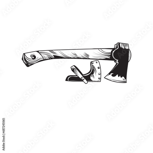 Axt, Hiking, Camping - Symbol. Vector