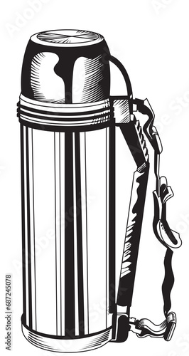 Thermoskanne, Hiking, Camping - Symbol. Vector