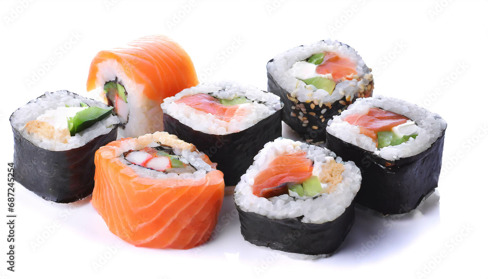 Sushis isolated on white background cutout Sushis isolated on white background cutout
