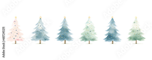 Collection of Watercolor Christmas Trees