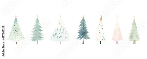 Collection of Watercolor Christmas Trees