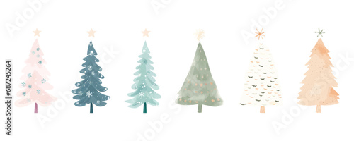 Collection of Watercolor Christmas Trees
