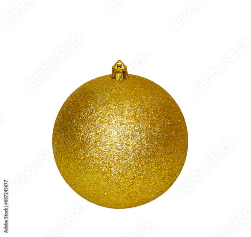 golden Christmas tree ball on a white background isolated