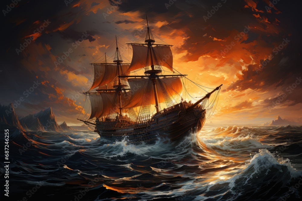 Obraz premium Ship in the sea