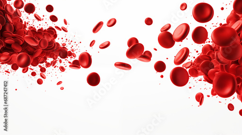 blood cells wave on white background, leukocytes, erythrocytes bloodstream photo