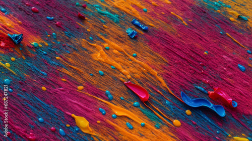 Vivid Paint Splash on the Ground Design Element with Rainbow Colors