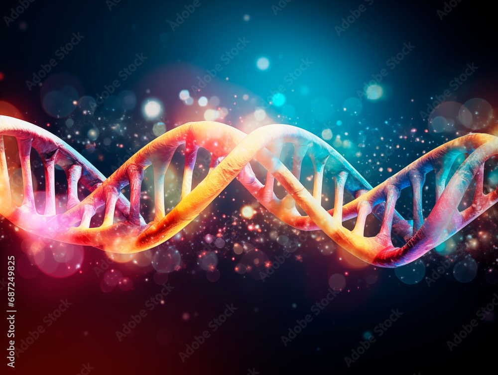 A transparent double-stranded DNA model against a bokeh background, illustrating the intricate structure of the molecule in a visually captivating and artistic representation. A transparent double-stranded DNA model against a bokeh background, illustrating the intricate structure of the molecule in a visually captivating and artistic representation.