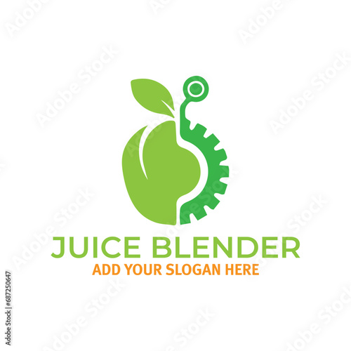 juice blend machine logo design vector