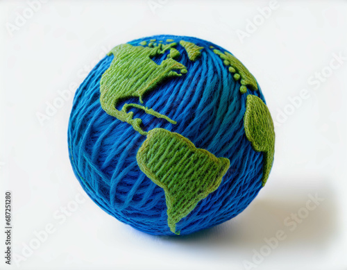 Fototapeta Naklejka Na Ścianę i Meble -  planet earth on white background. globe model isolated      ,ai generated