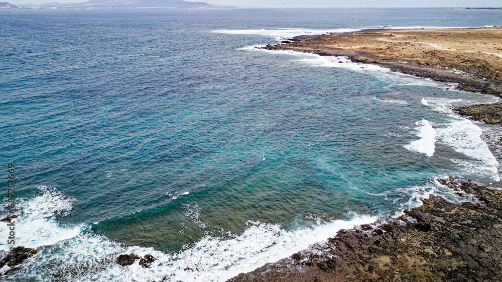 Aerial view of Popcorn Beach - Spain, Canary Islands, Fuerteventura Aerial view of Popcorn Beach - Spain, Canary Islands, Fuerteventura