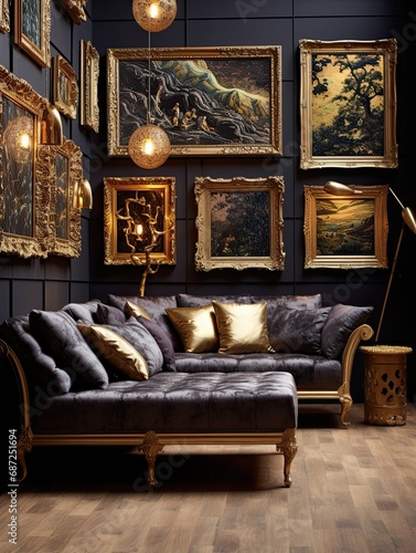 Baroque-Inspired Wall Art: Lush and Intricate Gold Frames Showcasing a Provocative Fusion of Old and New © Michael