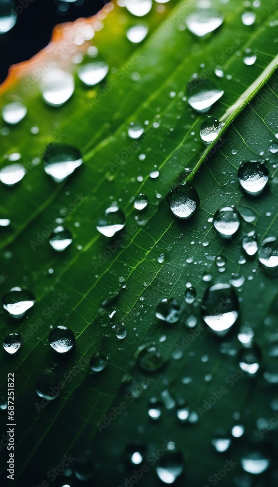 Raindrops on a green leaf Raindrops on a green leaf
