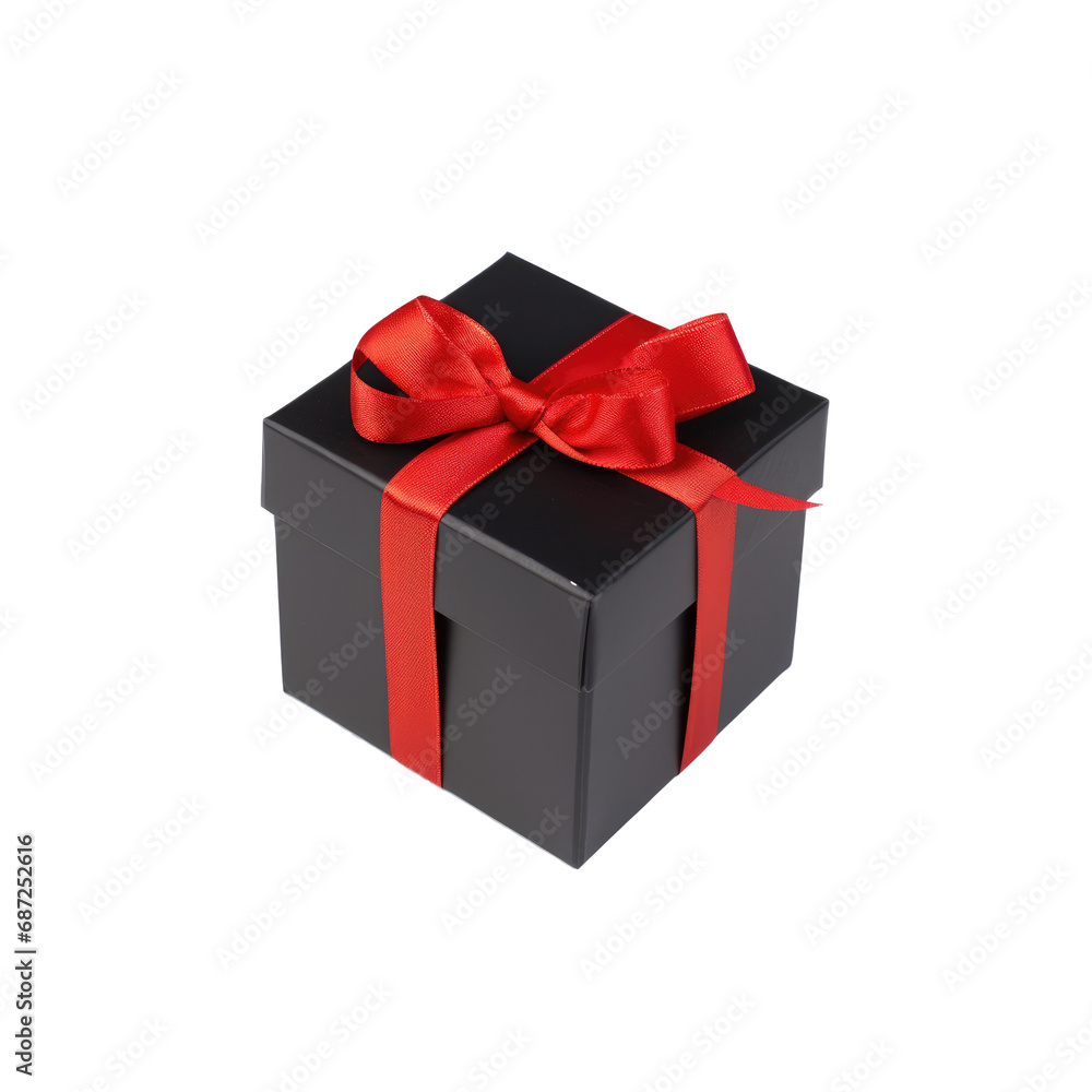 Fototapeta premium black gift box red bow