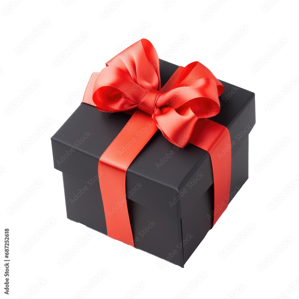 Fototapeta premium black gift box red bow