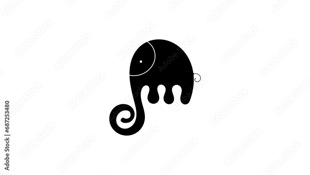elephant geometric symbol, black isolated silhouette elephant geometric symbol, black isolated silhouette