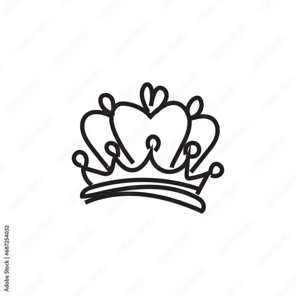 Doodle crown. Line art king or queen crown sketch Doodle crown. Line art king or queen crown sketch