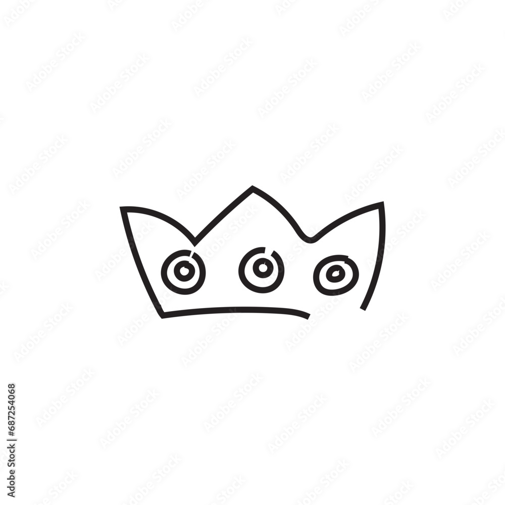 Doodle crown. Line art king or queen crown sketch Doodle crown. Line art king or queen crown sketch