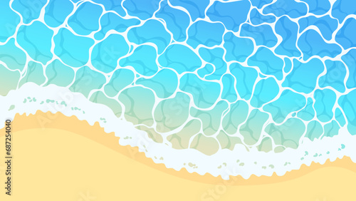 Aerial view of sea sand beach. Vector illustration.
