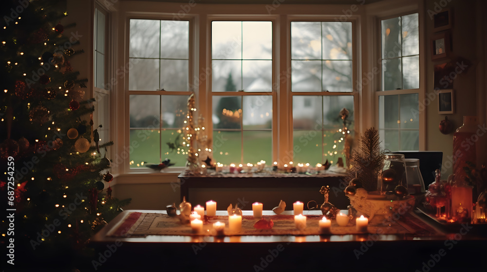 Christmas scene, natural lighting. Generative AI