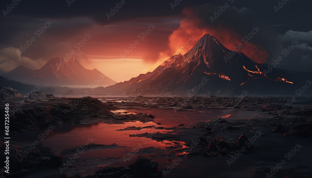 Volcano Mars Landscape Wallpaper