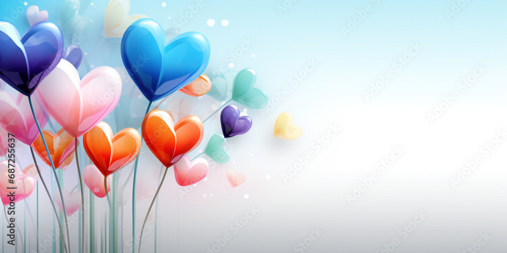 background with colorful flowers balloon, heart, sky, love, balloons, celebration, birthday, valentine, party, holiday, vector, blue, decoration, day, air, color, happy, fun, illustration, 