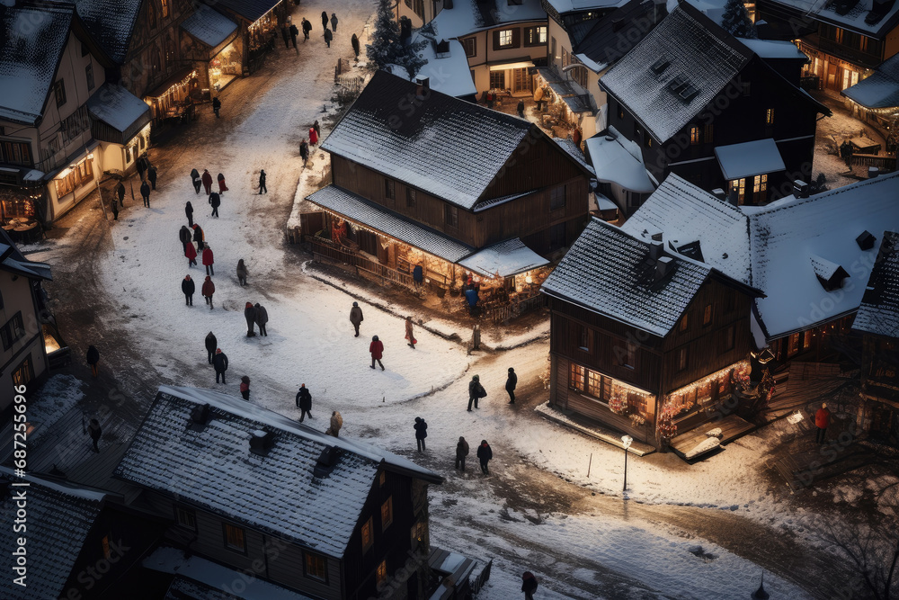 Enchanting Snowy Village in mountain Enchanting Snowy Village in mountain