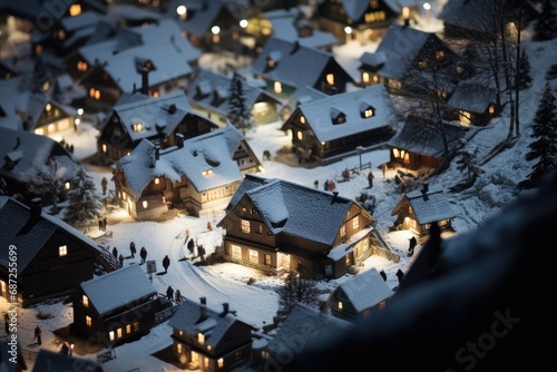 Snowy Winter Charm in town: A Heritage Village Adorned with Traditional Houses © Andrii Zastrozhnov