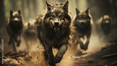 wolf pack running