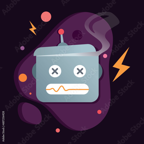 Illustration of a critical failure. Error Image of a broken robot