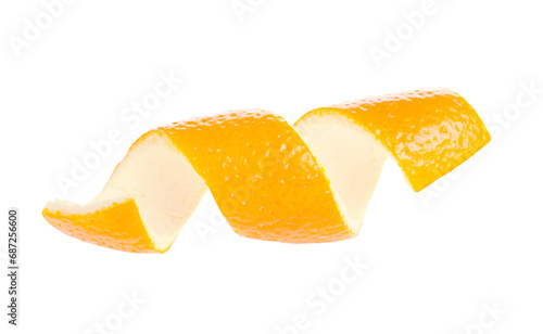Fresh orange peel, vitamin C isolated on white background. No shadow.