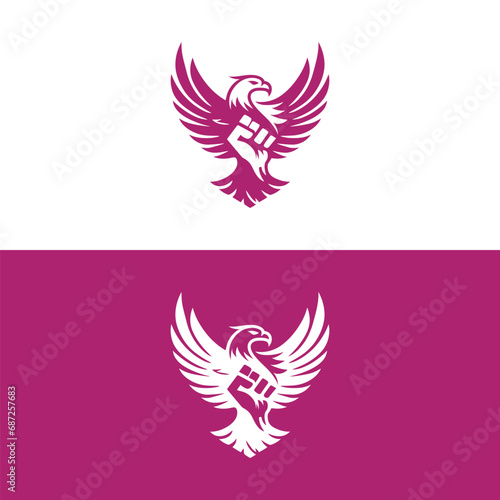 minimal eagle logo. modern eagle logo. creative eagle logo. hawkfist logo
