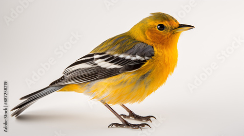 A robin (Erithacus rubecula) sat alone on a white setting.