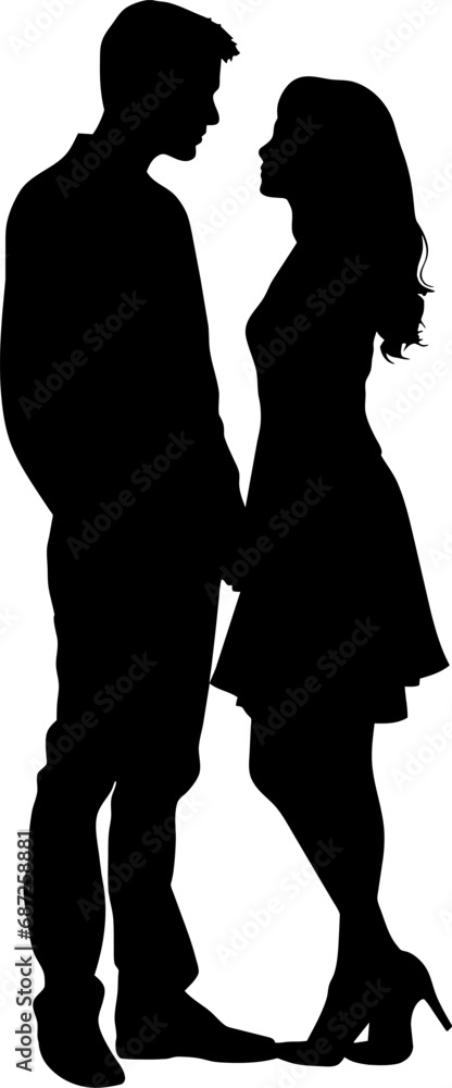 Stock vector illustration of a silhouette of loving couple hugging, Hugging loving couple. Stock vector illustration