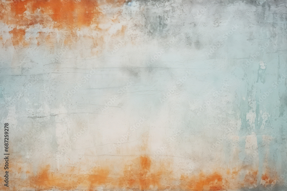 A textured abstract painting with a rustic feel, featuring a gradient of blue and orange hues, reminiscent of a patina effect. Ideal for backgrounds, creative design elements, or wall art.