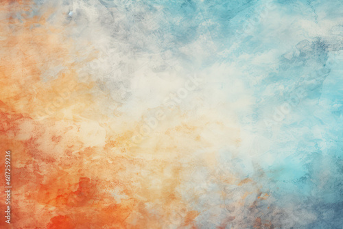 Vibrant abstract background with a dynamic blend of blue and orange, mimicking a watercolor sky at dusk. Ideal for creative projects, backdrops, or as a texture layer in graphic compositions. © Enigma