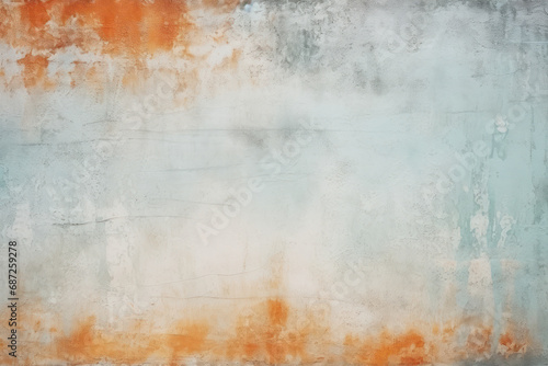 A textured abstract painting with a rustic feel, featuring a gradient of blue and orange hues, reminiscent of a patina effect. Ideal for backgrounds, creative design elements, or wall art. photo