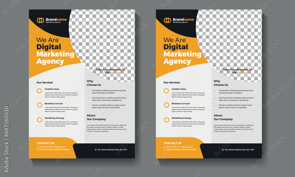 Red and black digital marketing agency flyer template design.