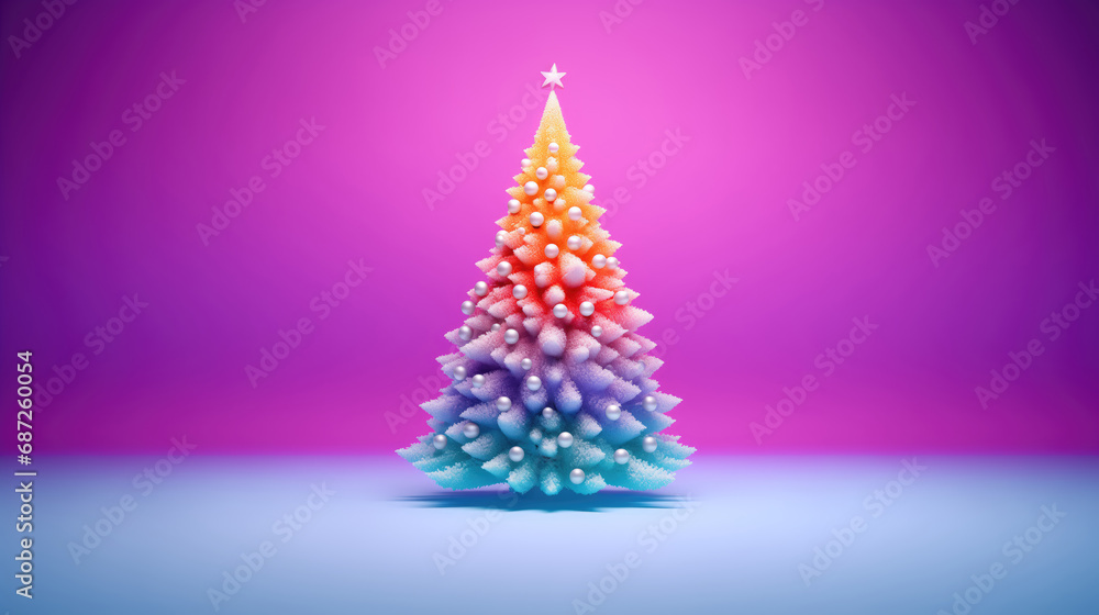 Colorful christmas tree with blue and pink background. LGBT Pride concept. Colorful christmas tree with blue and pink background. LGBT Pride concept.
