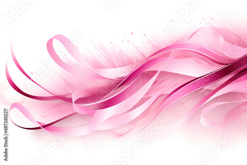 Realistic pink ribbon, breast cancer awareness symbol, on white background, illustration