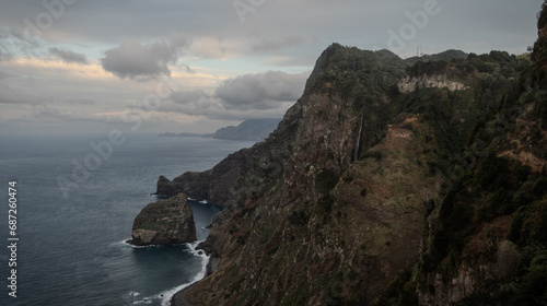 Morning at a viewpoint over cliffs in Madeira.