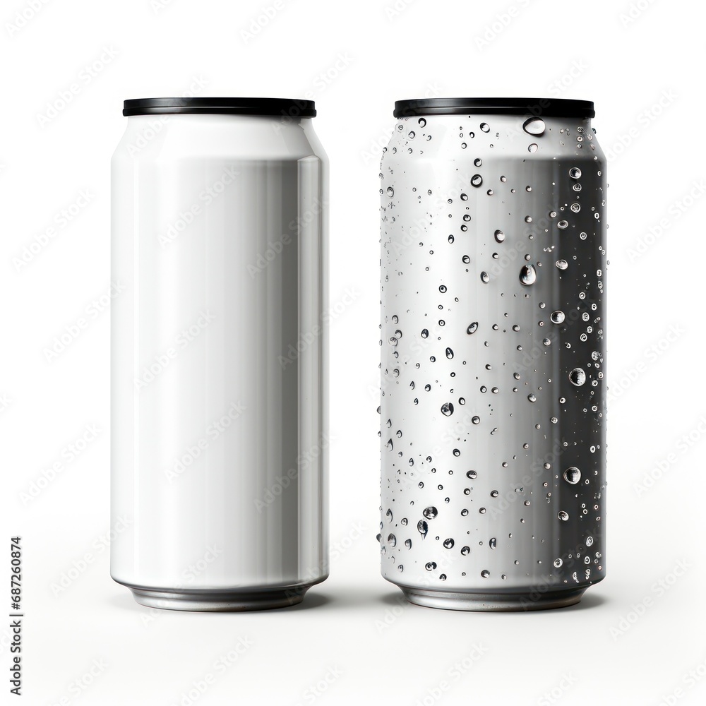 Aluminium can of soda with water drops isolated on a white background, generative ai Aluminium can of soda with water drops isolated on a white background, generative ai