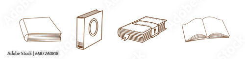 Set of books. Outline vector illustration.