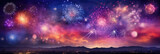 Fireworks New Year's Eve background illustration. Fireworks on the night sky